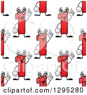 Poster, Art Print Of Seamless Background Pattern Of Cartoon Red Number One Characters