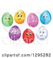 Poster, Art Print Of Happy Colorful Easter Egg Characters