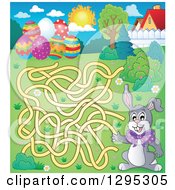 Poster, Art Print Of Maze Of An Easter Bunny Rabbit Trying To Get To Eggs