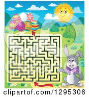 Poster, Art Print Of Easter Maze Of A Rabbit Trying To Get To Eggs