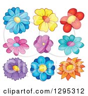 Clipart Of Colorful Spring Flower Blooms Royalty Free Vector Illustration