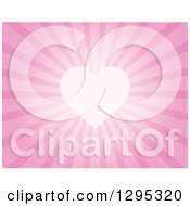 Clipart Of A Background Of A Heart And Pink Rays Royalty Free Vector Illustration