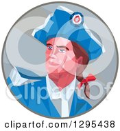 Poster, Art Print Of Low Polygon Styled American Patriot Soldier Looking Up To The Left In A Circle