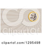 Clipart Of A Retro Male Plasterer And Tan Rays Background Or Business Card Design Royalty Free Illustration