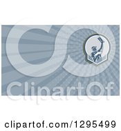 Clipart Of A Retro Male Plasterer And Blue Rays Background Or Business Card Design Royalty Free Illustration