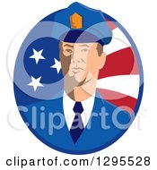 Poster, Art Print Of White Male Security Guard In An American Flag Oval