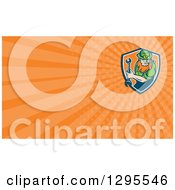 Clipart Of A St Patricks Day Leprechaun Mechanic Holding A Wrench And Orange Rays Background Or Business Card Design Royalty Free Illustration
