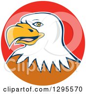 Poster, Art Print Of Cartoon Bald Eagle Head In A Red Circle