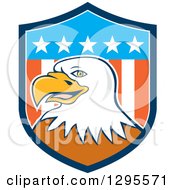 Poster, Art Print Of Cartoon Bald Eagle Head In An American Shield