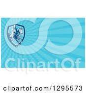 Clipart Of A Retro Horse Racing Jockey And Blue Rays Background Or Business Card Design Royalty Free Illustration