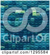 Clipart Of A Blue And Green Low Poly Geometric Background Royalty Free Vector Illustration
