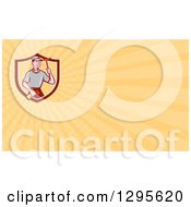 Clipart Of A Cartoon Male Window Cleaner Washer And Orange Rays Background Or Business Card Design Royalty Free Illustration