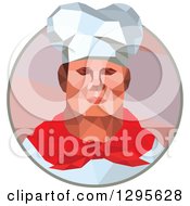 Clipart Of A Retro Low Poly Male Chef In A Circle Royalty Free Vector Illustration