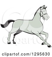 Poster, Art Print Of Cartoon Trotting Gray Horse