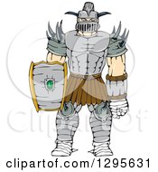 Poster, Art Print Of Cartoon Knight Super Hero In Horned Armor