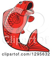 Poster, Art Print Of Jumping Black And Red Koi Fish