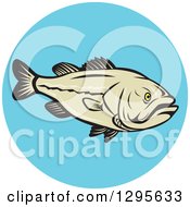 Cartoon Largemouth Bass Fish In A Blue Circle
