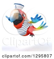 Clipart Of A 3d Scarlet Macaw Parrot Sailor Flying Royalty Free Illustration