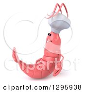 Clipart Of A 3d Happy Pink Chef Shrimp Facing Left Royalty Free Illustration