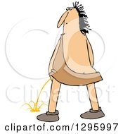 Clipart Of A Chubby Caveman Looking Back And Peeing Royalty Free Vector Illustration
