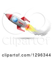 Poster, Art Print Of Flying Rocket With A Trail Of Smoke