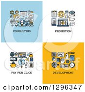 Poster, Art Print Of Consulting Promotion Pay Per Click Development Icons