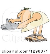 Poster, Art Print Of Chubby Roman Man Bending Over And Using A Sundial