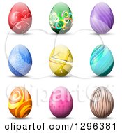 Poster, Art Print Of 3d Colorful Patterned Easter Eggs With Shadows On White