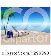 Poster, Art Print Of 3d Suitcase And Chaise Lounge On A Tropical Beach