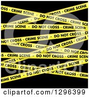 Clipart Of A Background Of Yellow Crime Scene Do Not Cross Tape On Black Royalty Free Vector Illustration