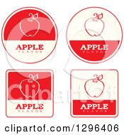 Poster, Art Print Of Set Of Red And Beige Apple Fruit Flavor Labels