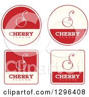 Poster, Art Print Of Set Of Red And Beige Cherry Fruit Flavor Labels