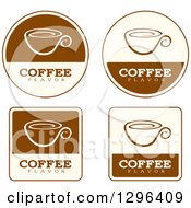 Poster, Art Print Of Set Of Brown And Beige Coffee Flavor Labels