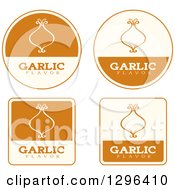 Poster, Art Print Of Set Of Brown And Beige Garlic Flavor Labels