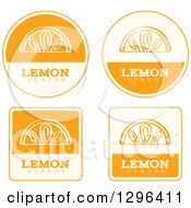 Set Of Yellow And Beige Lemon Fruit Flavor Labels