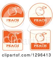 Poster, Art Print Of Set Of Orange And Beige Peach Fruit Flavor Labels