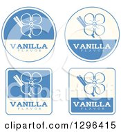 Set Of Blue And Beige Vanilla Flavor Labels