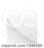 Clipart Of A Grayscale Background Of Halftone Dots And A Turning Corner Royalty Free Vector Illustration