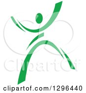 Clipart Of A Green Ribbon Person Dancing 2 Royalty Free Vector Illustration