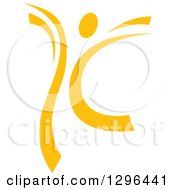 Clipart Of A Yellow Ribbon Person Dancing 2 Royalty Free Vector Illustration