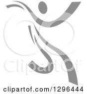 Clipart Of A Gray Ribbon Person Dancing Royalty Free Vector Illustration