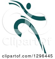 Clipart Of A Teal Ribbon Person Dancing 2 Royalty Free Vector Illustration