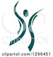 Clipart Of A Teal Ribbon Person Dancing Royalty Free Vector Illustration