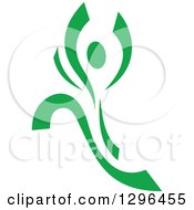 Clipart Of A Green Ribbon Person Dancing Royalty Free Vector Illustration