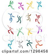 Poster, Art Print Of Colorful Ribbon People Dancing