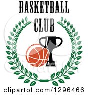 Poster, Art Print Of Basketball And Trophy In A Green Wreath With Text