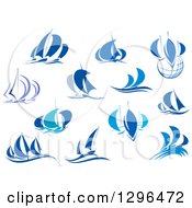 Poster, Art Print Of Blue Regatta Sailboats And Waves