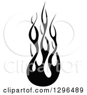 Clipart Of A Black And White Tibal Fire Tattoo Design Element 2 Royalty Free Vector Illustration