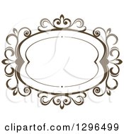 Clipart Of A Vintage Brown Swirl Floral Wedding Frame 4 Royalty Free Vector Illustration