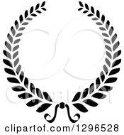 Clipart Of A Black And White Laurel Wreath 6 Royalty Free Vector Illustration
